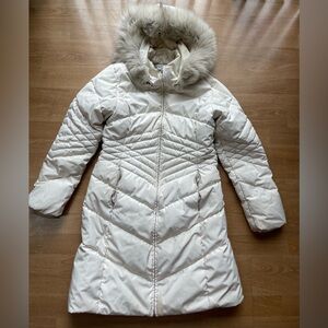 OSCAR cream parka REAL FOX FUR HOOD